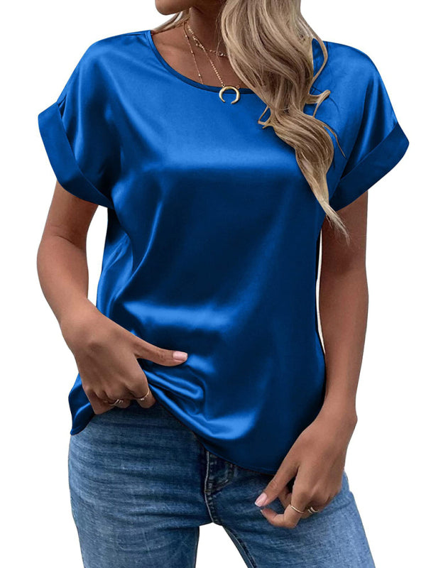 Levoire | Chemisier t-shirt en satin Bleu