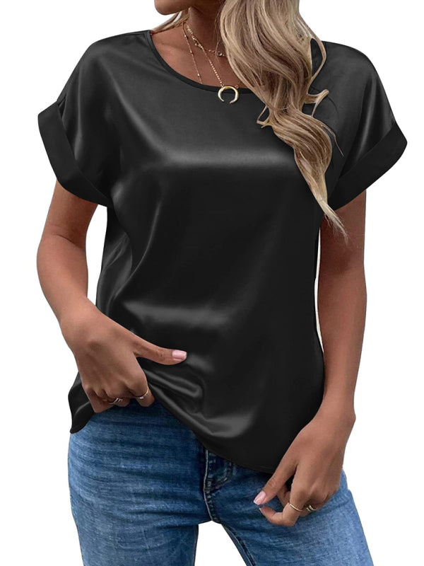 Levoire | Chemisier t-shirt en satin Noir