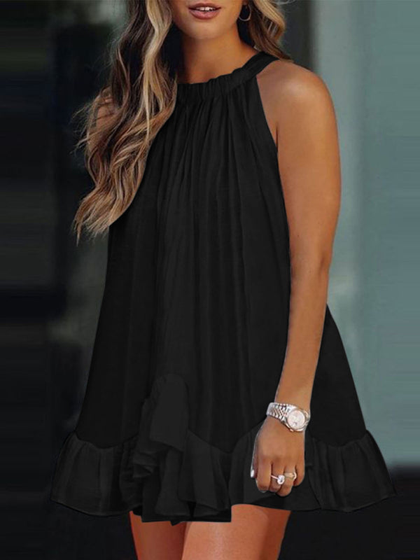 Levoire | Robe plissée à col halter sans plis pour femmes Musta