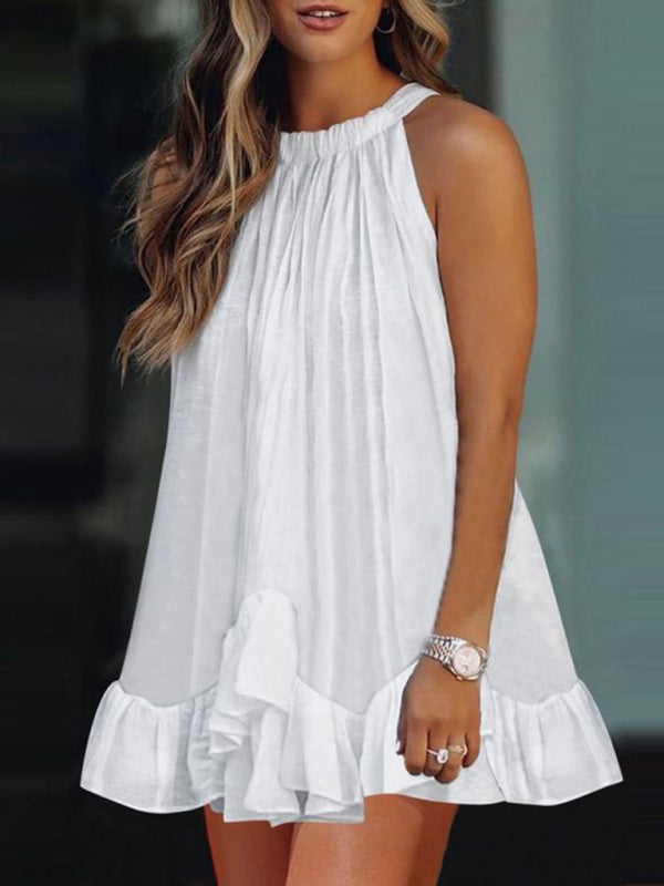 Levoire | Robe plissée à col halter sans plis pour femmes Blanc