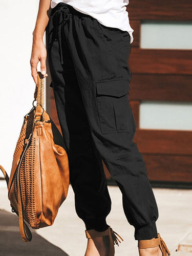 Levoire | Pantalon Cargo Femme Uni Décontracté à Poche Siselée Pantalon Femme