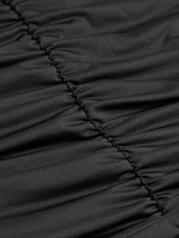 Levoire | Femme Décolleté en V Col Halter Dos Découpé Sexy Plissé Robe Mini