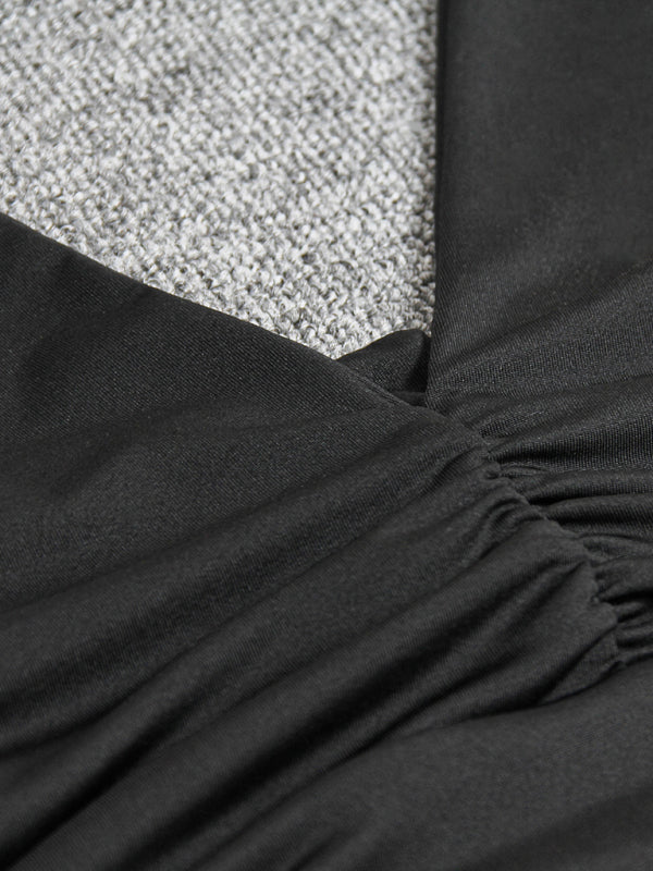 Levoire | Femme Décolleté en V Col Halter Dos Découpé Sexy Plissé Robe Mini