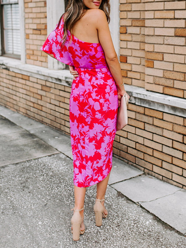 Levoire | Femme Col En Biais Off-Shoulder Chiffon Imprimé Robe