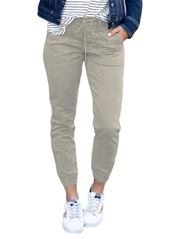 Levoire | Femme Slim Poche Pantalon Court Nouveau Uni Lacer Détente Pantalon