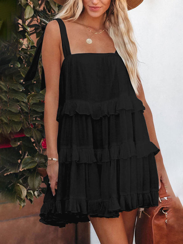 Levoire | Femme Robe à Bretelles Unicolore Fistoiminen Musta