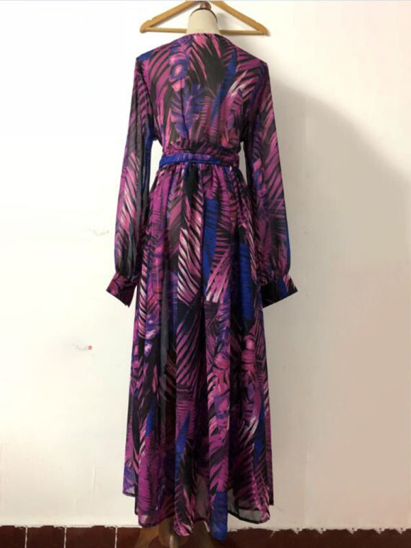 Levoire | Femme Manches Lanternes V-U-Décolleté Engagement Poids de Feuille Robe Réversible