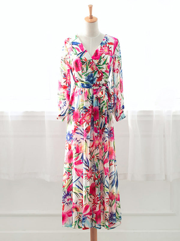 Levoire | Femme Manches Lanternes V-U-Décolleté Engagement Poids de Feuille Robe Réversible