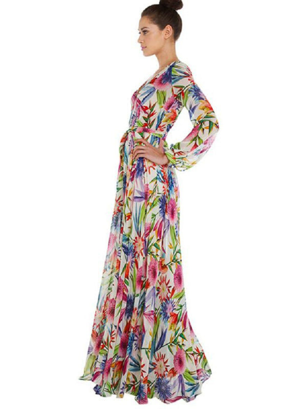 Levoire | Femme Manches Lanternes V-U-Décolleté Engagement Poids de Feuille Robe Réversible