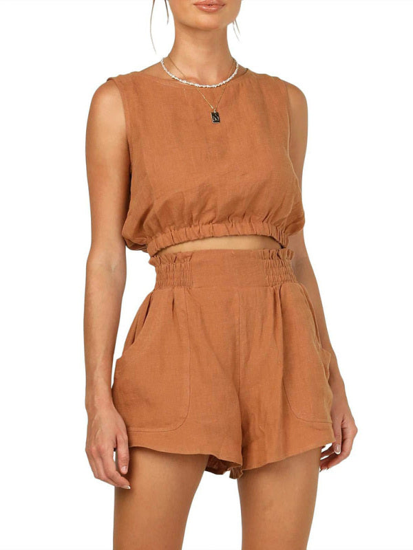 Levoire | Femmes Uni-color Sans Manches Boléro Unique Mode Éléments Taille Haute Coupe Droite Robe