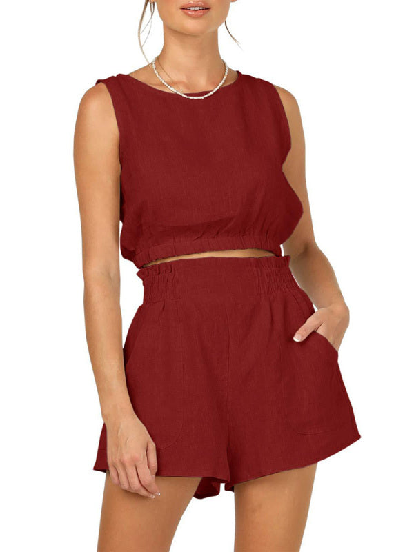 Levoire | Femmes Uni-color Sans Manches Boléro Unique Mode Éléments Taille Haute Coupe Droite Robe