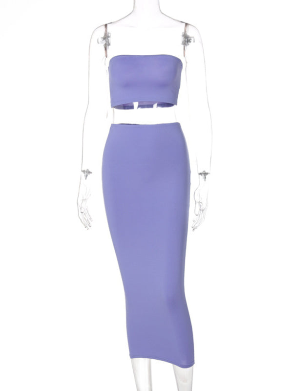 Levoire | Femmes tricot sexy tube-top taille basse ensemble deux pièces