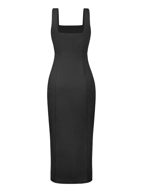 Levoire | Robe de demoiselle d'honneur avec fente haute Noir
