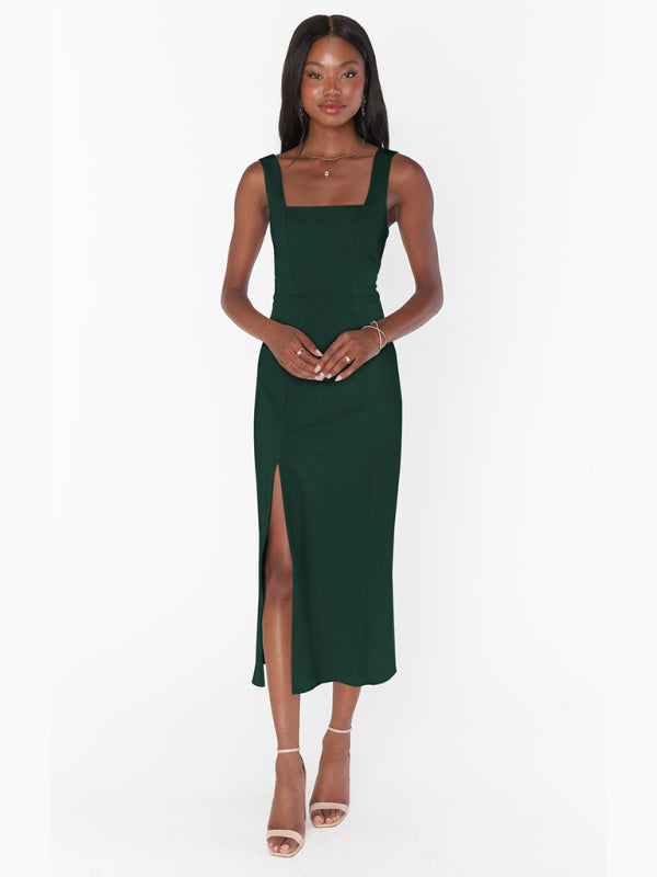 Levoire | Robe de demoiselle d'honneur avec fente haute Vert