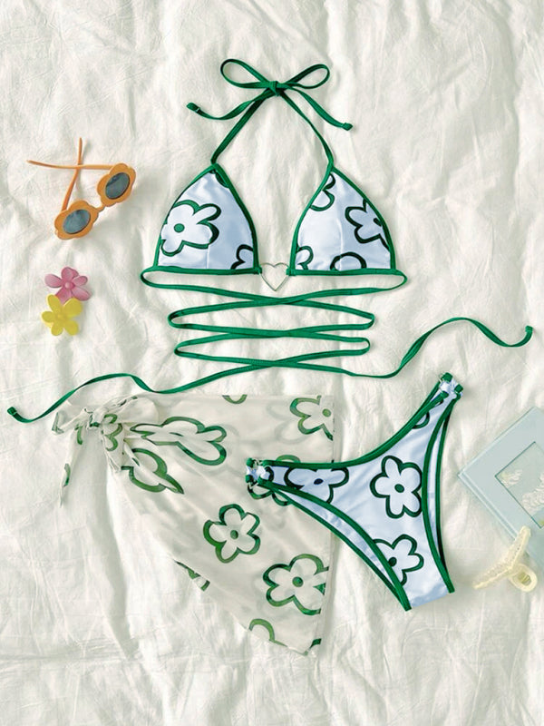 Levoire | Trois Paquets de Fleurs Douces Crossover Bikini & Robe de Plage