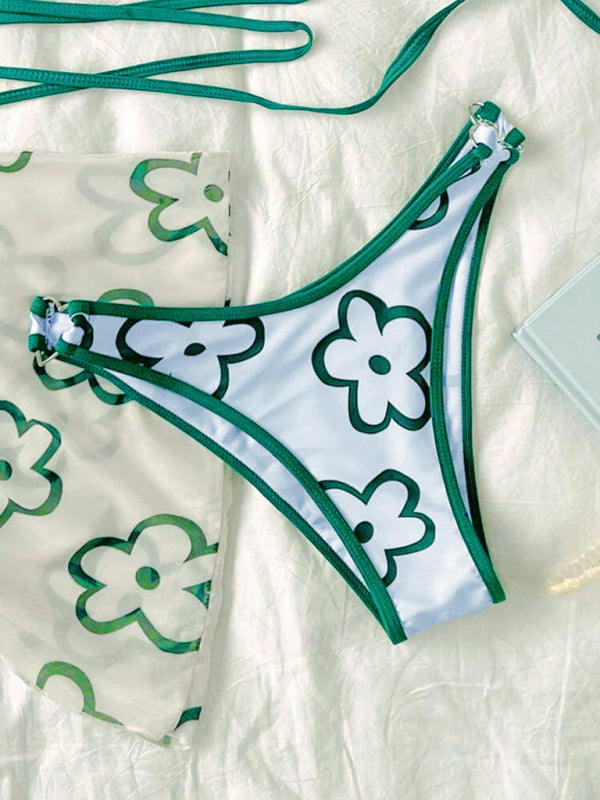 Levoire | Trois Paquets de Fleurs Douces Crossover Bikini & Robe de Plage