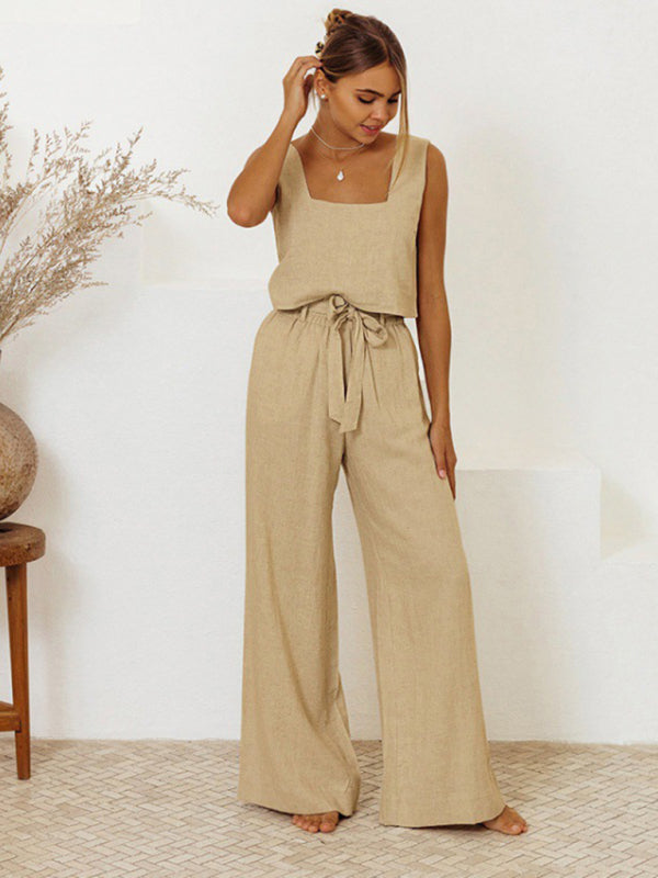 Levoire | Nouvelle Robe Femme Sans Manches Pantalon Lâche Tendance Mode Khaki
