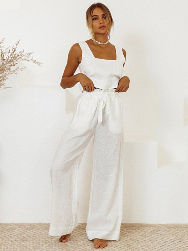 Levoire | Nouvelle Robe Femme Sans Manches Pantalon Lâche Tendance Mode Blanc