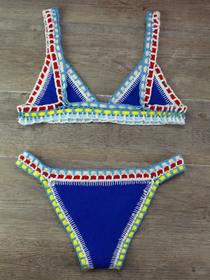 Levoire | Bikini en crochet à la main avec panneaux tricotés ensemble de maillot de bain