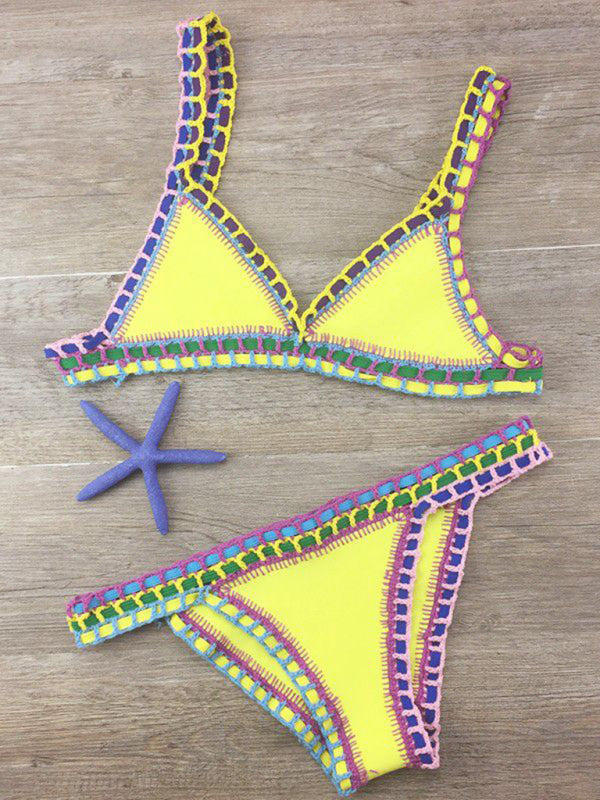 Levoire | Bikini en crochet à la main avec panneaux tricotés ensemble de maillot de bain