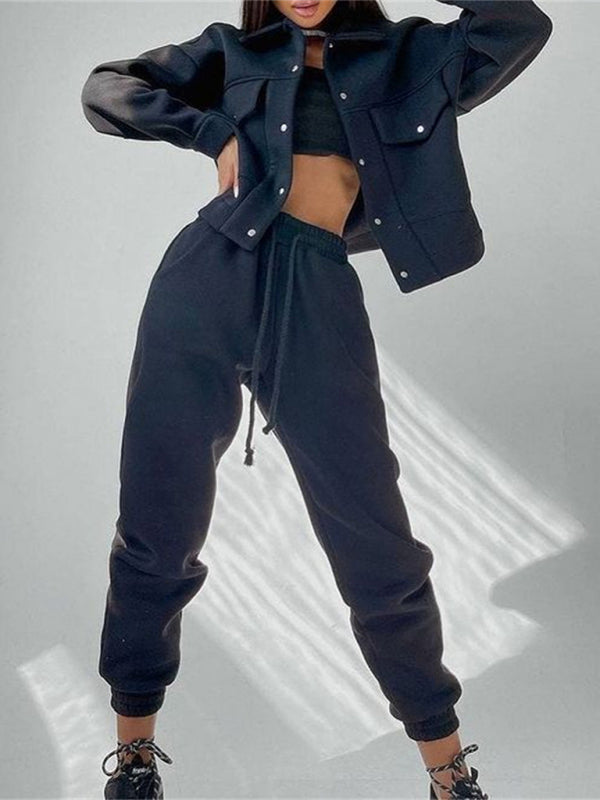 Levoire | Veste femme décontractée en pantalon combinaison à manches longues en deux parties