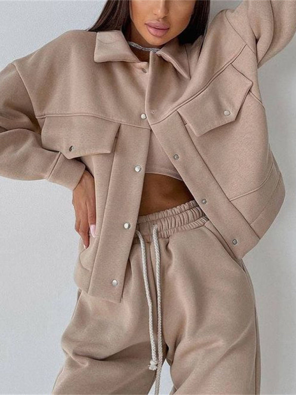 Levoire | Veste femme décontractée en pantalon combinaison à manches longues en deux parties