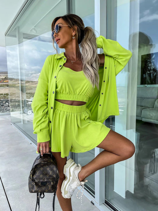 Levoire | Nouveau costume décontracté trois pièces INS vacances shorts amples pour femmes ensemble