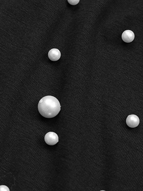 Levoire | Vintage Tops Perles Manches Longues Noir Pull