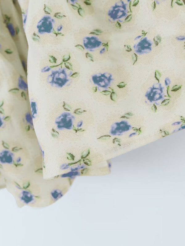 Levoire | Top fleuri sans manches volant pour femmes + ensemble jupe enveloppante