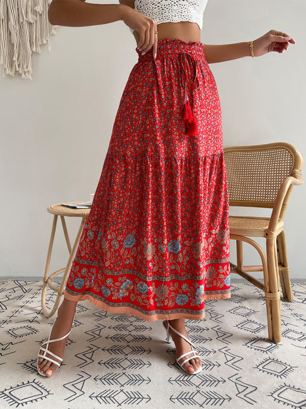 Levoire | Impression Bohème Resort Jupe Élastique Rot