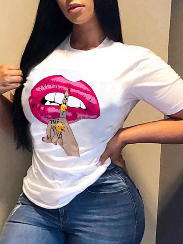 Levoire | sexy motif léopard T-shirt col rond Manches courtes T-shirt Top femme Muster6