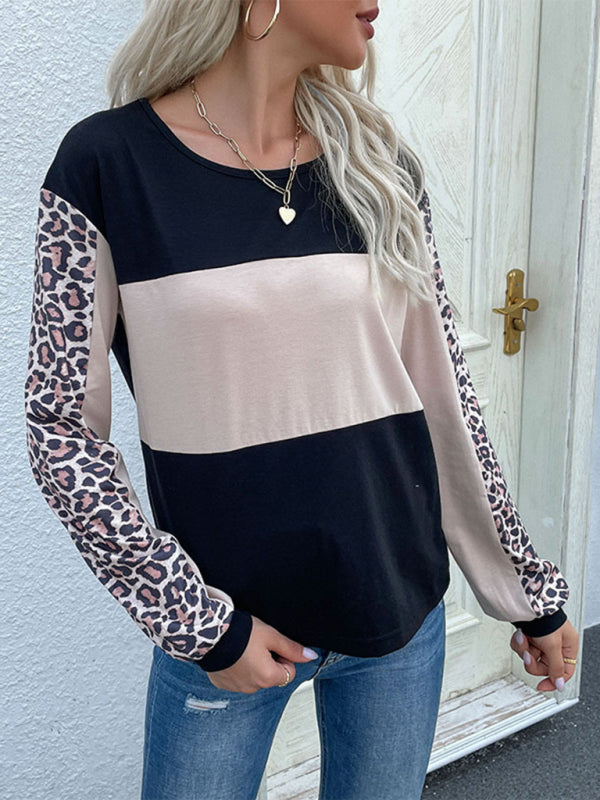 Levoire | Nouveau Motek Casual Vêtements de loisir--haut à motif léopard T-shirt à manches longues Musta