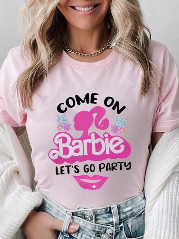Levoire | Barbie motif lettres imprimées sport loisirs femmes t-shirt à manches courtes Motif4
