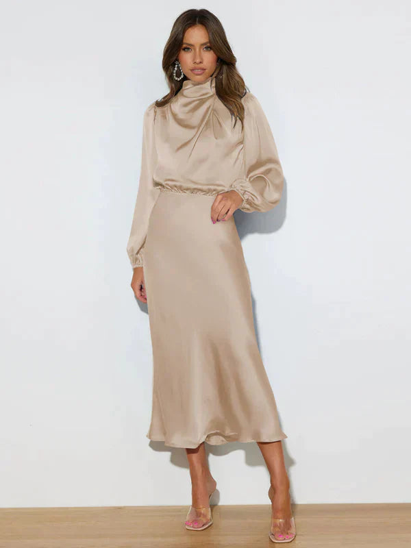 Levoire | Robes De Soirée Élégantes Avec Manches Longues Beige
