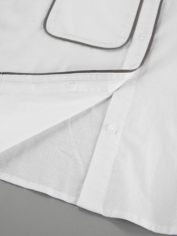 Levoire | Nouvelle robe décontractée à manches longues chemise à contraste short ensemble deux pièces