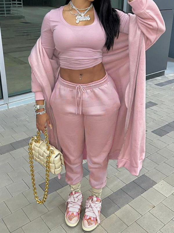 Levoire | Nouvelle vêtements pour femmes hoodies à manches longues tenue de sport décontractée ensemble deux pièces Rosa