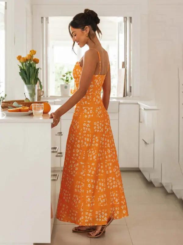 Levoire | Nouvelle robe longue sans manches sexy slim fit à col en V imprimé dans le dos pour le printemps et l'été