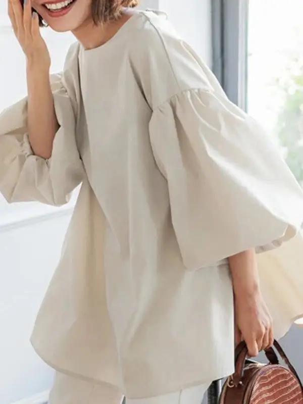 Levoire | Nouvelle chemise top ample grande lanterne-manche ronde