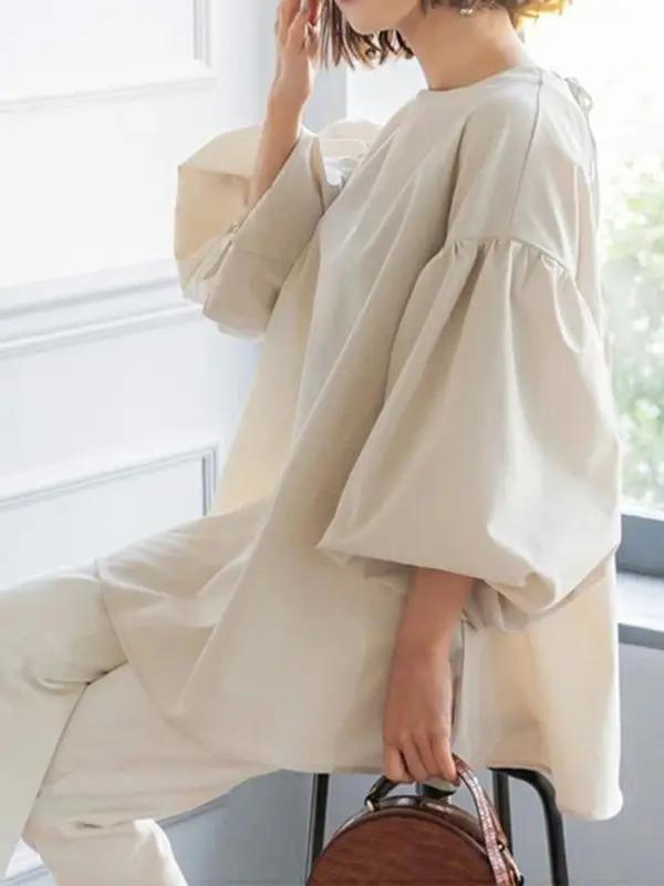Levoire | Nouvelle chemise top ample grande lanterne-manche ronde