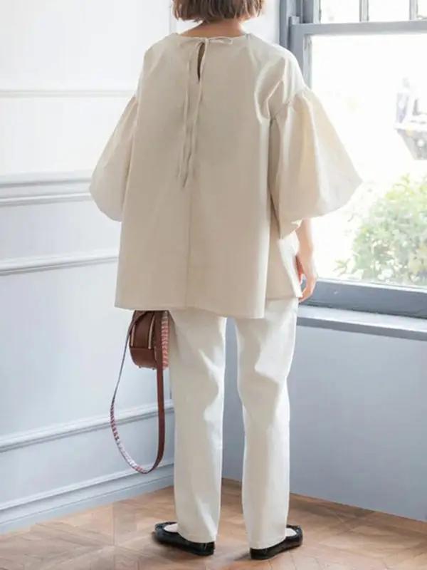Levoire | Nouvelle chemise top ample grande lanterne-manche ronde