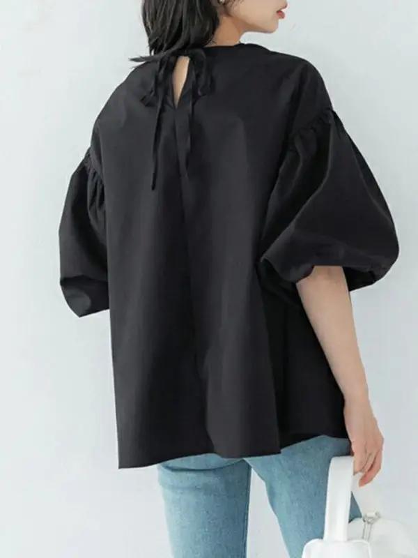 Levoire | Nouvelle chemise top ample grande lanterne-manche ronde