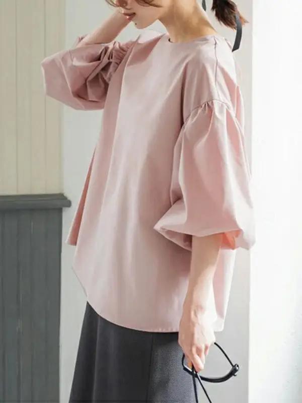 Levoire | Nouvelle chemise top ample grande lanterne-manche ronde
