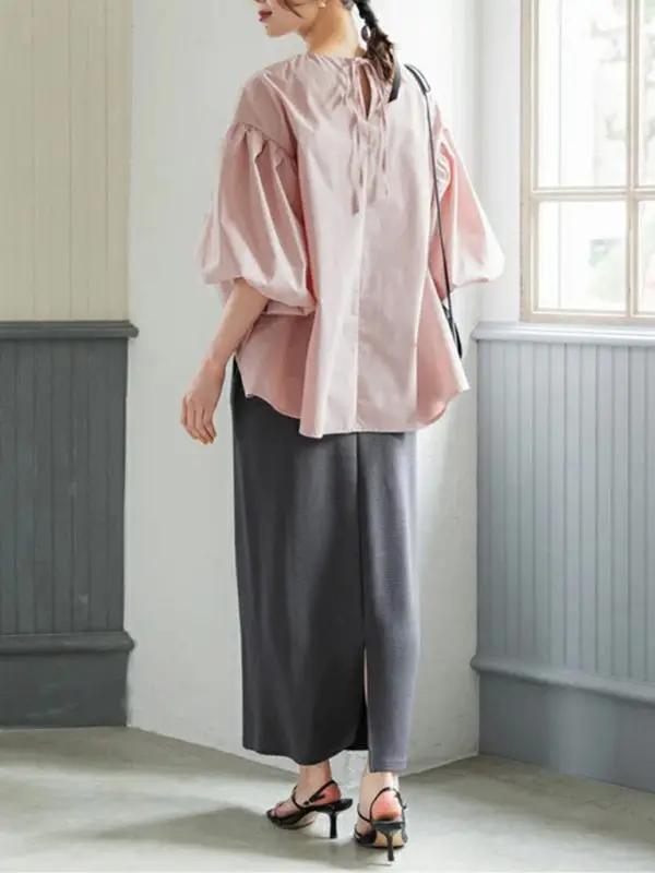 Levoire | Nouvelle chemise top ample grande lanterne-manche ronde