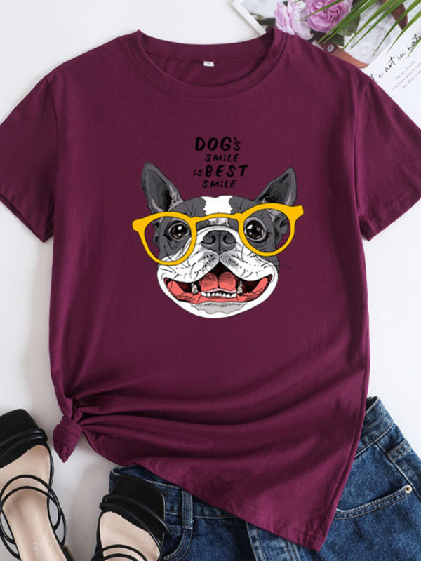 Levoire | Nouveau motif de chiot Col rond T-shirt à manches courtes U Vinkar