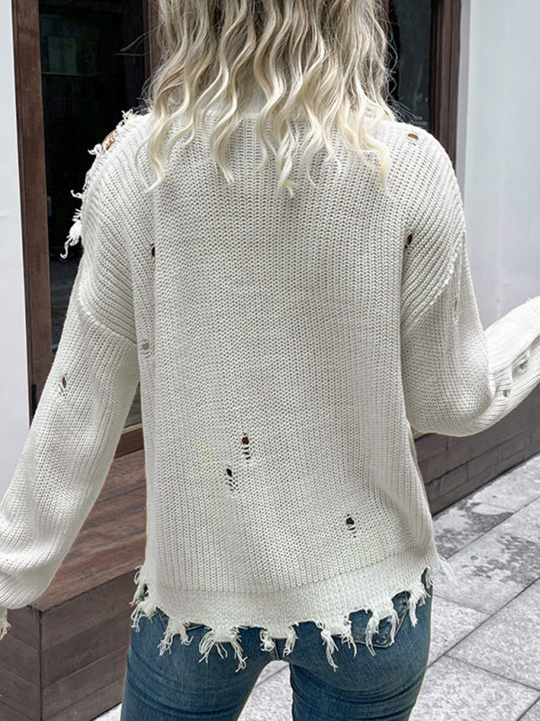 Levoire | Shabby Blouse à col roulé blanc à manches longues