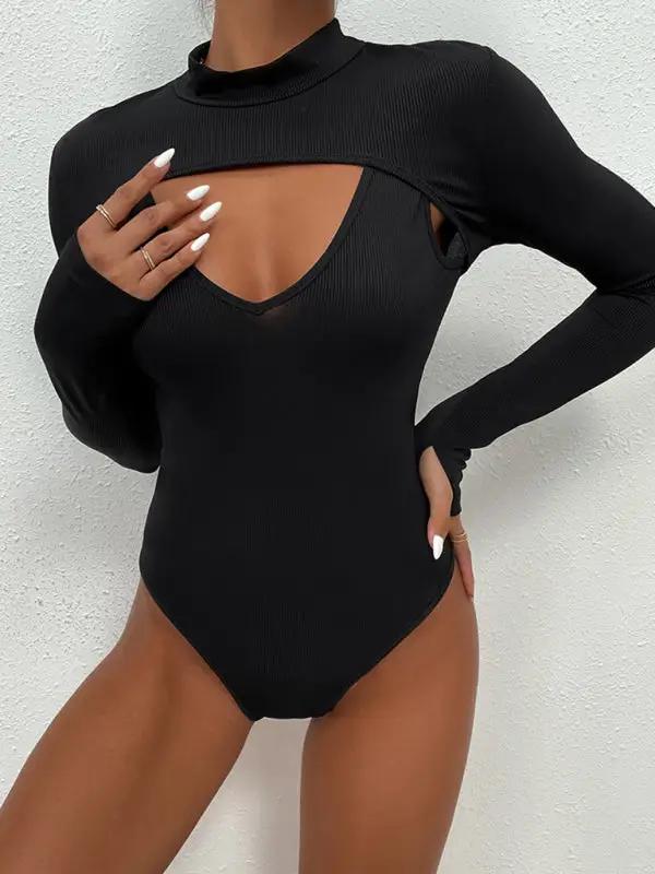 Levoire | Body sexy faux deux pièces skinny creux noir