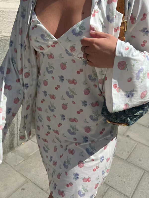 Levoire | Kukkiva mignon sexy robe sans bretelles d'été avec décolleté en V et ceinture à la taille jupe