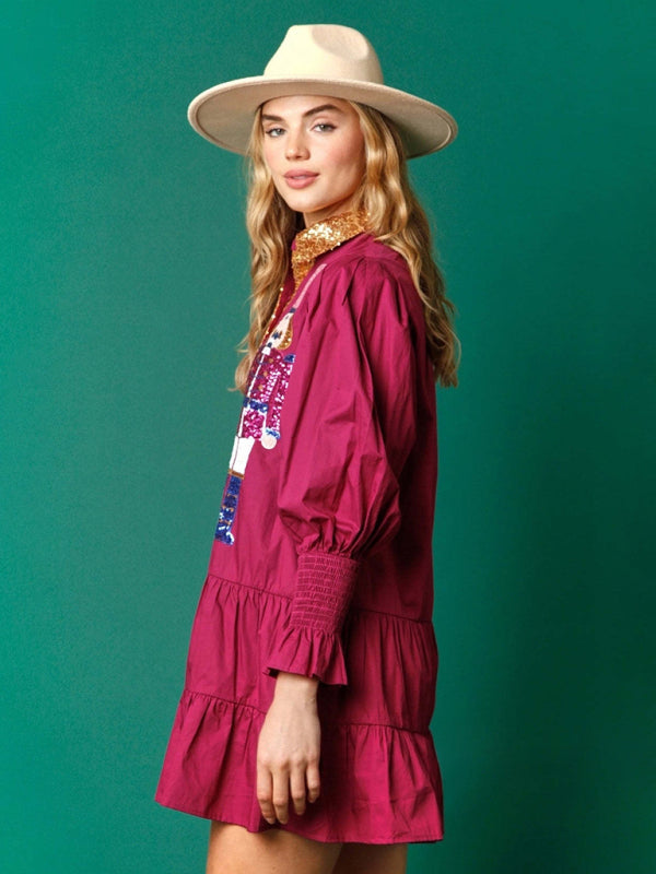 Levoire | Couleur contrastante Robe de soirée longue à manches réversibles Paillettes