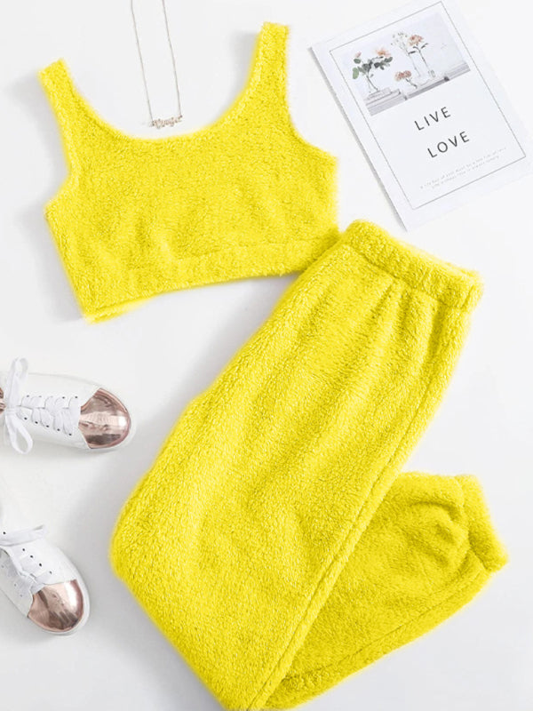 Levoire | Pantalon en peluche à deux pièces pour la maison Jaune