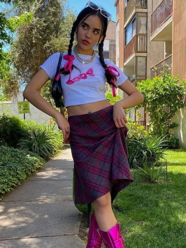 Levoire | Femmes Noir Col Rond Imprimé T-shirt à Manches Courtes Crop Top